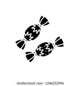 Candies black icon, vector sign on isolated background. Candies concept symbol, illustration 