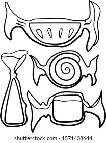 Candies in black lines set on white background