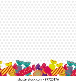 candies at the bottom dotted background