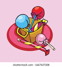 candies candy lollipops vector illustration on plate
