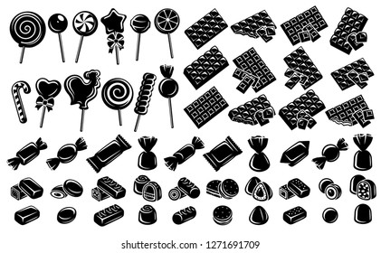 Candies, chocolate, lollipop set. Elements and icons collection. Vector