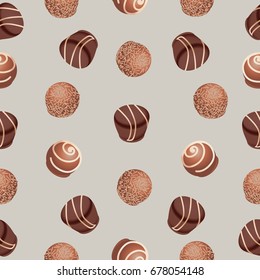Candies. Chocolate. Seamless pattern. Background light. Design for textiles, napkins, tapestries, tablecloths, wrapping paper