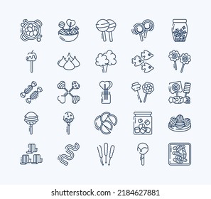 Candies and chocolates outline icon set