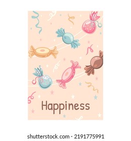 Candies, donuts, ice cream, cupcake vector illustrations with text. Food and dessert concept for flyers and brochures design. Sweets poster