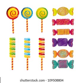candies drawing isolated over white background. vector