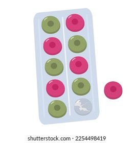Candies with eucalyptus and mint for sore throat and cough remedy. Vector illustration.