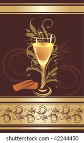 Candies and glass with champagne. Pattern for wrapping. Vector