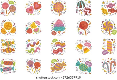 Candies And Gummies Illustrations Vector Illustration. Illustration symbol design template for web mobile UI element.
