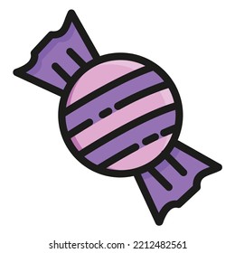 candies halloween linear color icon