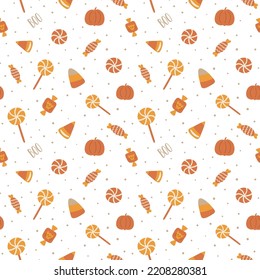 Candies halloween pattern  Sweet Halloween candy seamless pattern  Trick treat background  Boho Halloween candy paper  Sweets repeated texture  Candy print  wallpaper vector illustration