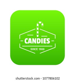 Candies icon green vector isolated on white background