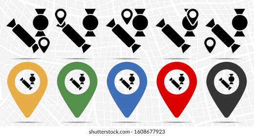 Candies icon in location set. Simple glyph, flat illustration element of christmas theme icons