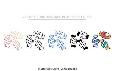 Caramelos icono conjunto Vector stock con fondo blanco