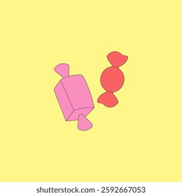 Candies icon vector illustration on yellow background. Sweet Treats