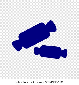 candies icon. Vector. Navy blue flat icon on transparent background.