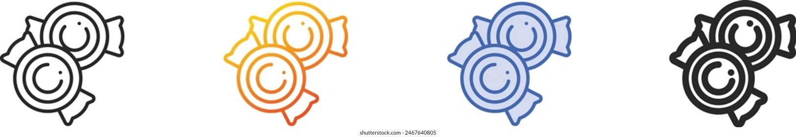 candies icon.Thin Linear, Gradient, Blue Stroke and bold Style Design Isolated On White Background