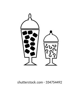 Candies in jar. Candy bar objects. Pastry shop label with sweets.