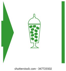 Candies in jar. Candy bar objects. Pastry shop label with sweets.