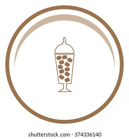 Candies in jar. Candy bar objects. Pastry shop label with sweets.