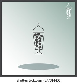 Candies in jar. Candy bar objects. Pastry shop label with sweets.