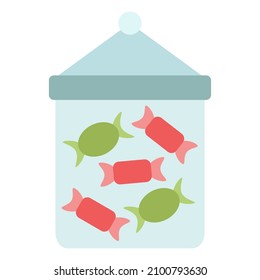 candies in jar flat clipart vector illustration