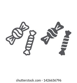 Candies line and glyph icon, food and sweet, lollipop sign, vector graphics, a linear pattern on a white background, eps 10.