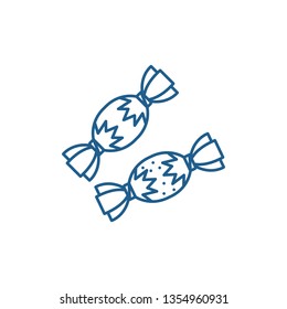 Candies line icon concept. Candies flat  vector symbol, sign, outline illustration.