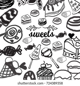 candies line icons set , vector illustration, sweetest day, PRINT