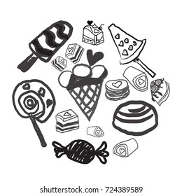 candies line icons set , vector illustration, sweetest day, PRINT