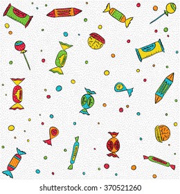 Candies and lollipops pattern - cartoon design vector illustration.