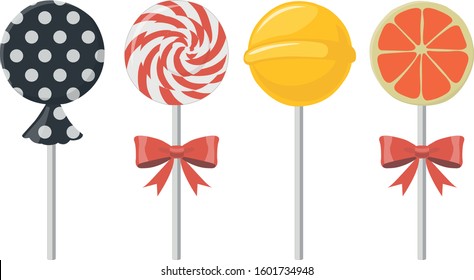 Candies lollipops set. Vector illustation.