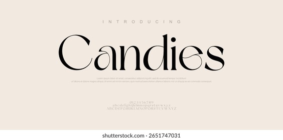 Candies Minimal luxury font alphabet logo. Modern elegant urban fonts for logo, brand etc.
