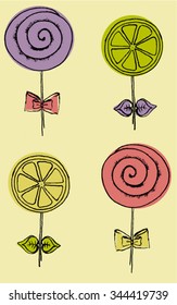 candies on colored background