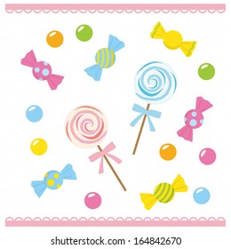 Candies on white background