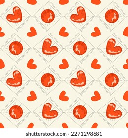 Candies in package seamless pattern. Bright illustration in 90s style. Vector contour illustration. Cartoon symbol of love. Sweets in retro style