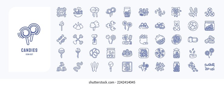 Candies sugar chocolate icon set