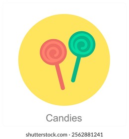 Candies and sweets icon concept
