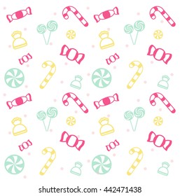 Candies and sweets pattern. Flat vector