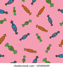 Candies sweets seamless pattern. Sketch background. Eps 10 vector illustration.