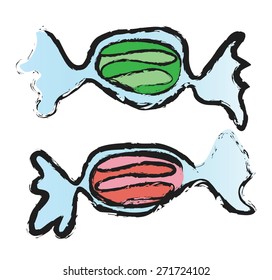 candies in transparent wrappers,  vector illustration design element