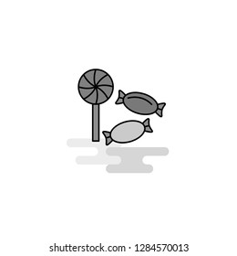 Candies Web Icon. Flat Line Filled Gray Icon Vector