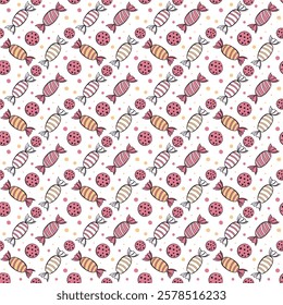 Candies Wrapped in fun shapes pattern design. Candies Wrapped in fun shapes pattern design. 