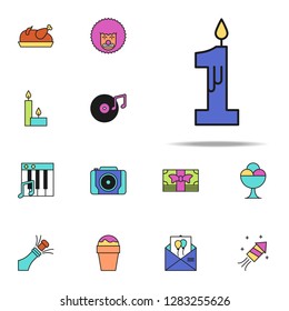 candle for 1 year colored icon. birthday icons universal set for web and mobile