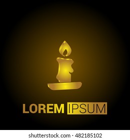 Candle 3D Golden Metallic Premium Royal Corporate Logo / Icon