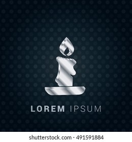 Candle 3D silver/platinum metallic chromium precious Icon / Logo Design