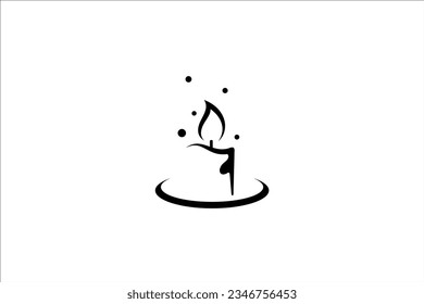 Candle abstract logo with minimalist flat design