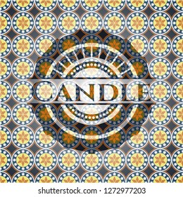 Candle arabesque emblem background. arabic decoration.