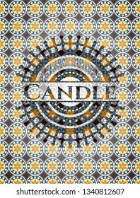 Candle arabic badge background. Arabesque decoration.