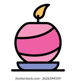Candle ball icon. Outline candle ball vector icon color flat isolated