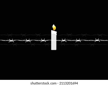 candle with barbed wire. Holocaust Remembrance Day. human rights day concept. vector illustration